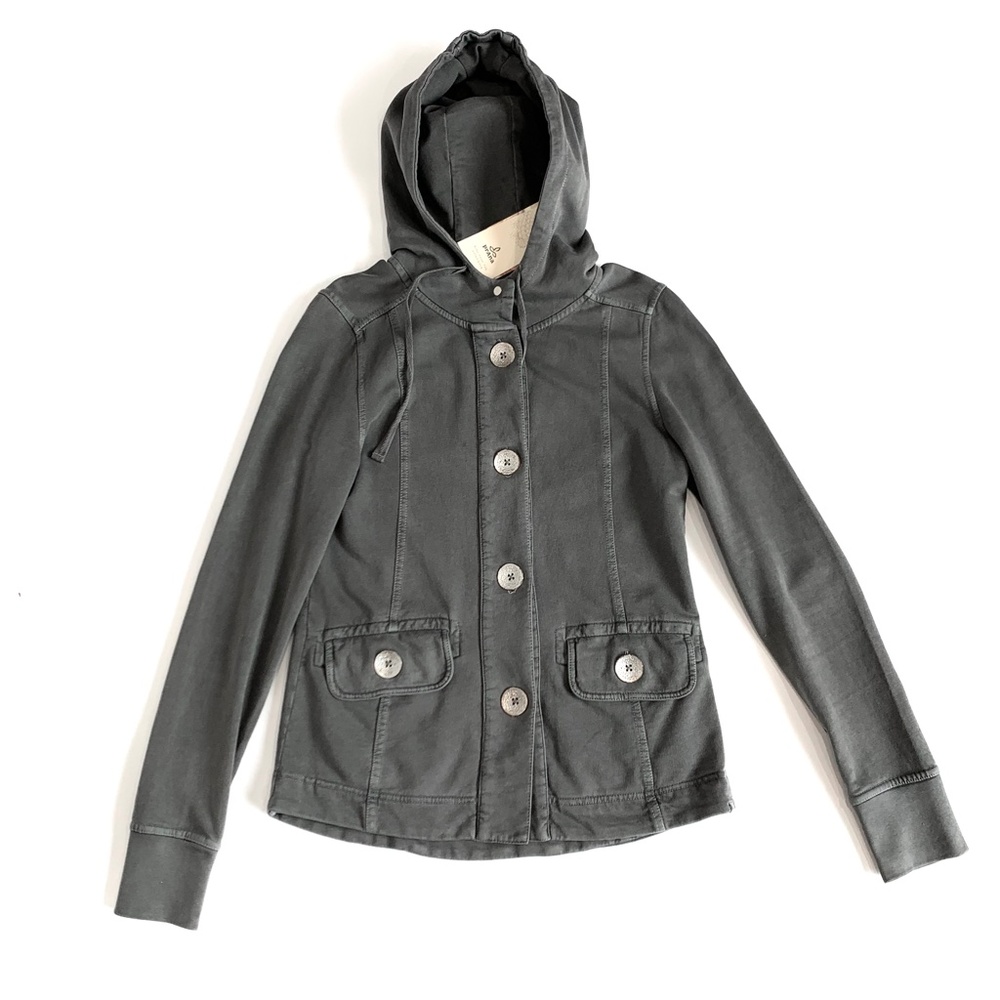Prana Gray Janelle Button Front Hoodie Jacket Organic Cotton Sweatshirt - Picture 4 of 8
